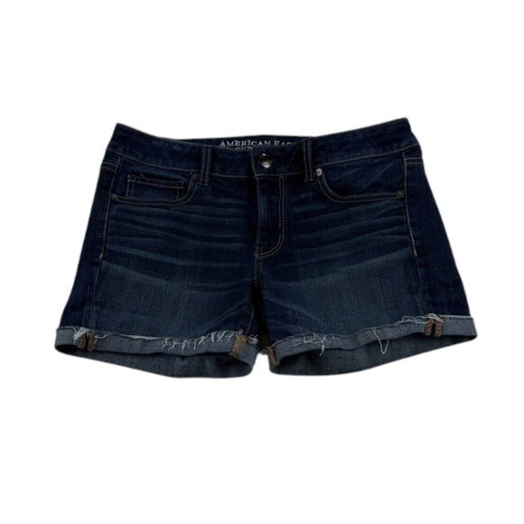 American Eagle Women’s Size 8 Midi Shorts Raw Folded Hem Stretch - Picture 1 of 8